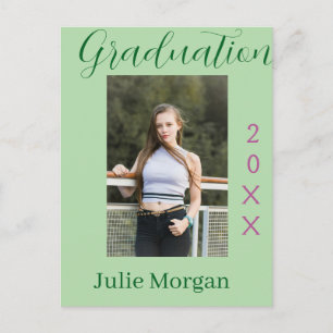 Abschlussfoto grün pink Jahr 20XX Name einfach Postkarte