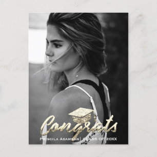 Abschlussfoto Jahrgangsname Gold Glitter Postkarte