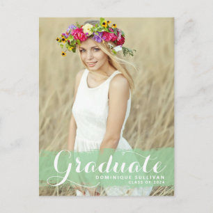 Abschlussfoto mit grünem Wasserfarbspritzer Postkarte