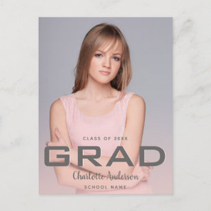 Abschlussfoto moderne elegante rose-gold Postkarte