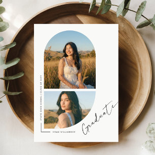 Abschlussfoto Moderne Schwarz-Weiß-Ankündigung Postkarte