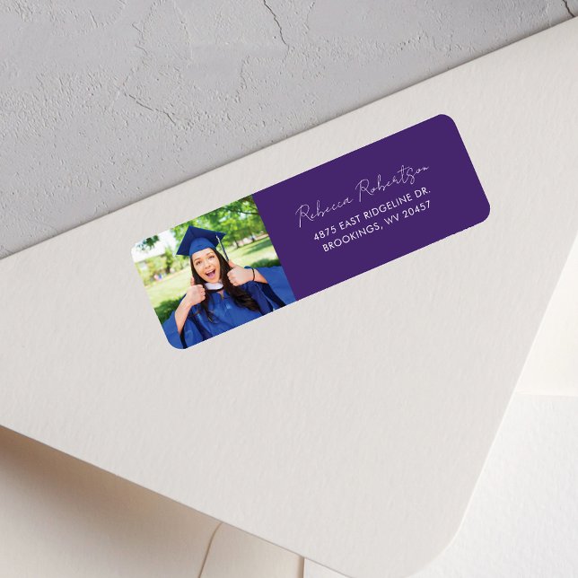 Abschlussfoto-Skript Moderne Rücksendeadresse (Graduate Photo Script Modern Return Address Label)