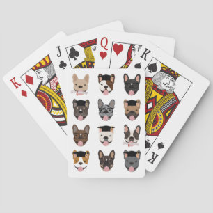 Abschlussfranzösische Bulldogge Gesichter Spielkarten