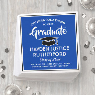 Abschlussgratulation Modern Royalblau und Weiß Serviette