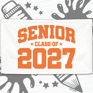 Abschlussjahr Schule Orange Senior-Klasse 2027 Banner