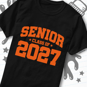 Abschlussjahr Schule Orange Senior-Klasse 2027 T-Shirt