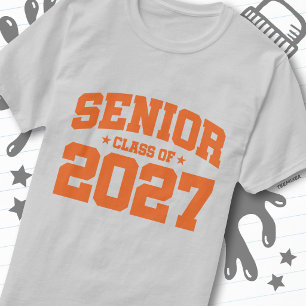 Abschlussjahr Schule Orange Senior-Klasse 2027 T-Shirt