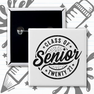 Abschlussjahr Schule Retro Senior Klasse 2027 Button