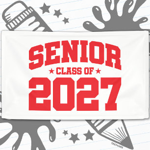 Abschlussjahr Schulrot Abschlussklasse 2027 Banner