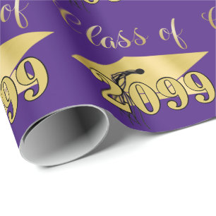 Abschlussjahrgang Violett Metallic Gold Klassenjah Geschenkpapier