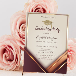 Abschlusskappe Abschluss Gold Rahmen Einladung