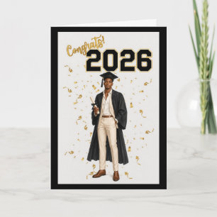 Abschlusskarte 2026 für ihn - Afroamerikaner Karte