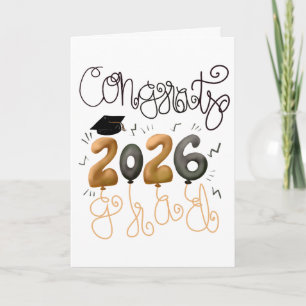 Abschlusskarte 2026 in Blau und Gold Karte