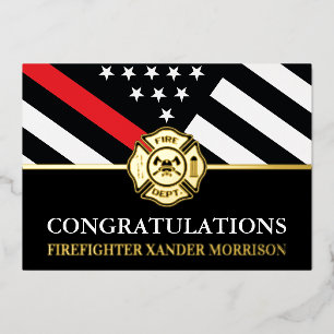 Abschlusskarte der Feuerwehrschule Firefighter Red Folieneinladung