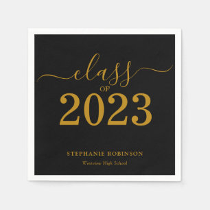 Abschlussklasse 2023 Black Gold Abschlussfeier Serviette