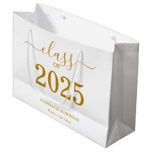 Abschlussklasse 2025 Gold Schrift Graduierung Große Geschenktüte