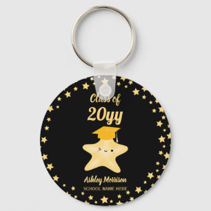 Abschlussklasse 2026 Black and Gold Super Star Abs Schlüsselanhänger