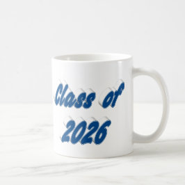 Abschlussklasse 2026 blaue Typografie Abschlussfei Kaffeetasse
