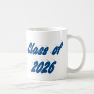 Abschlussklasse 2026 blaue Typografie Abschlussfei Kaffeetasse