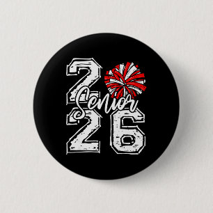 Abschlussklasse 2026 Cheer Senior 2026 Rote Pom-Po Button