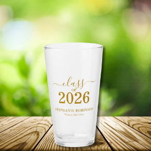 Abschlussklasse 2026 Gold Schrift-Typografie-Absch Glas