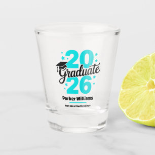 Abschlussklasse 2026 Graduiertenmütze Aqua Schnapsglas