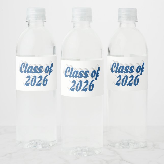 Abschlussklasse 2026 in blauem Text  (Flaschen)