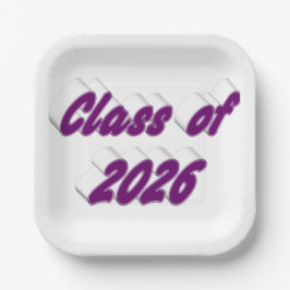 Abschlussklasse 2026 lila Typografie-Abschluss Pappteller