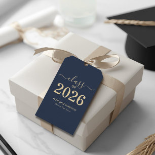 Abschlussklasse 2026 Navy Blau Gold Schriftzug Abs Geschenkanhänger