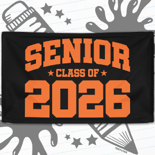 Abschlussklasse 2026 Schwarz Orange Abschlussjahr Banner