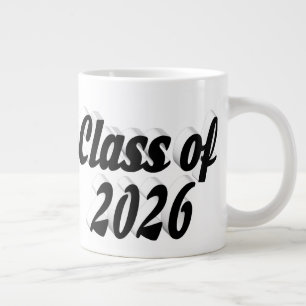 Abschlussklasse 2026 schwarze Text-Abschlussfeier Jumbo-Tasse