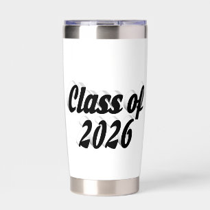 Abschlussklasse 2026 schwarze Text-Abschlussfeier Thermobecher