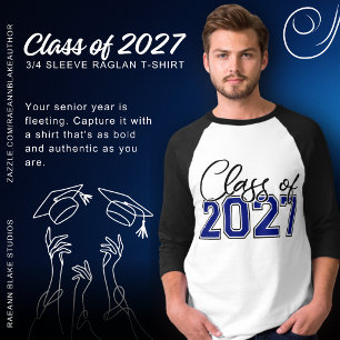 Abschlussklasse 2027 3/4-Ärmel Raglan T-Shirt