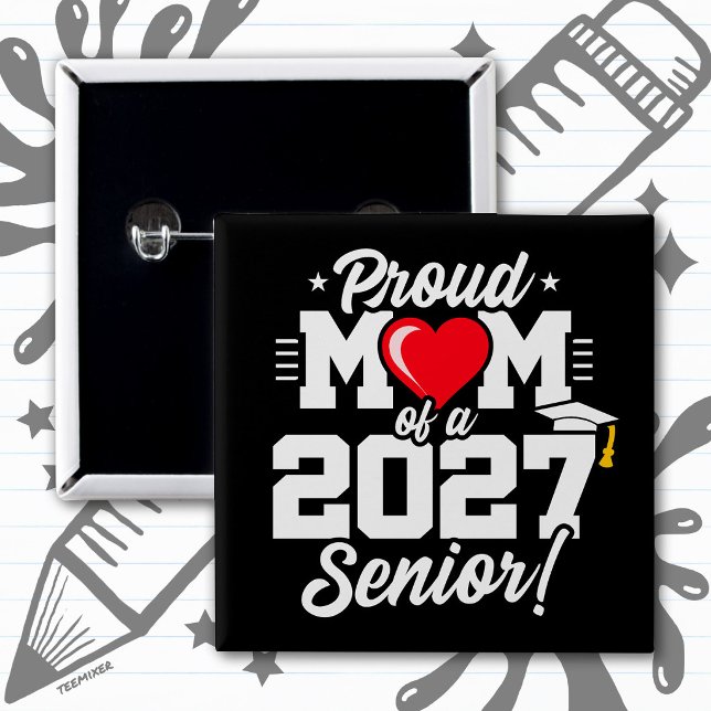 Abschlussklasse 2027 Abitur Stolz Herz Mutter Button (Von Creator hochgeladen)
