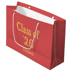 Abschlussklasse '26 Rosa-Rot Retro-Stil Abschluss Große Geschenktüte