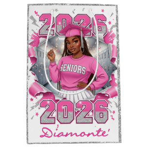 Abschlussklasse Pink & Silver 2026 Senior Mittlere Geschenktüte