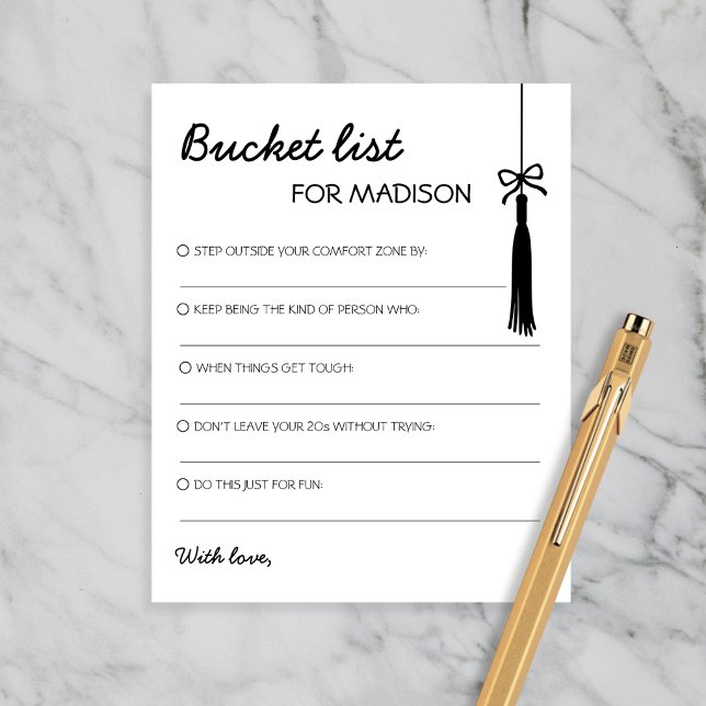 Abschlussliste Schwarz-Weiß-Rat Chic Abitur (Bucket List Black & White Advice Chic Graduation)