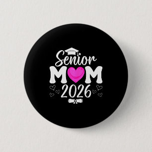 Abschlussmütze Senior 2026 Mama rosa Herz stolz Button