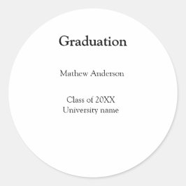 Abschlussname Klasse 20XX Universitätsname simp Runder Aufkleber