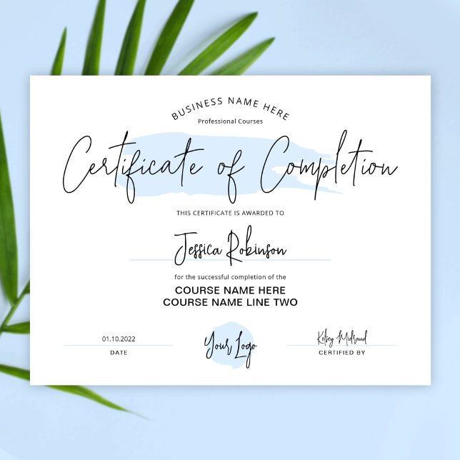Abschlusszertifikat Blue Watercolor (Von Creator hochgeladen)