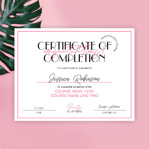 Abschlusszertifikat Schönheit Lashes Pink Award