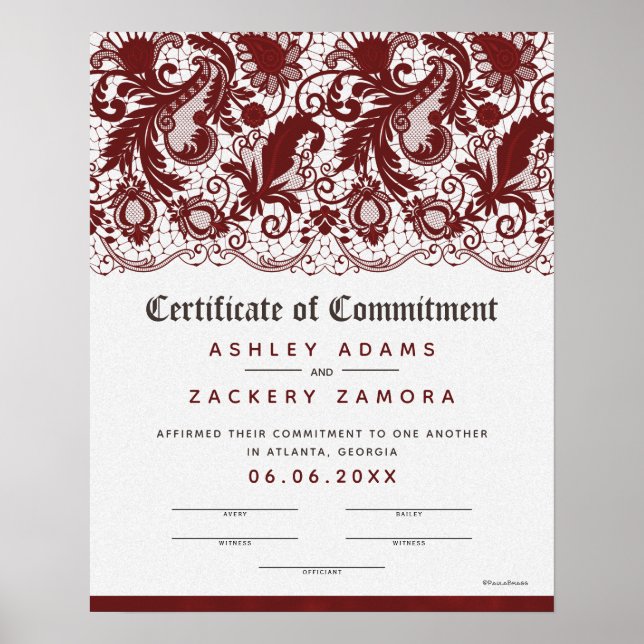 Abschlusszeugnis für Hochzeiten Poster (Vorne)