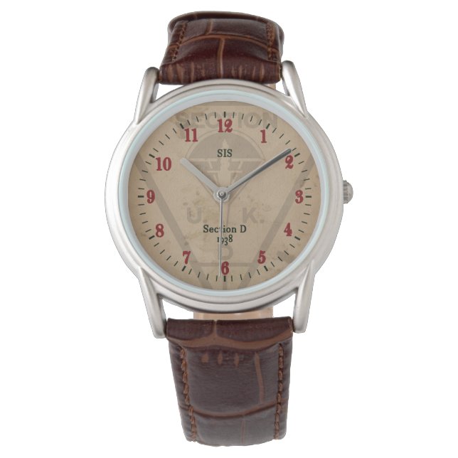 Abschnitt D Klassische Lederüberwachung Armbanduhr (Vorderseite)