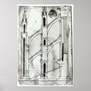 Abschnitt der Wand und des Bogens Poster