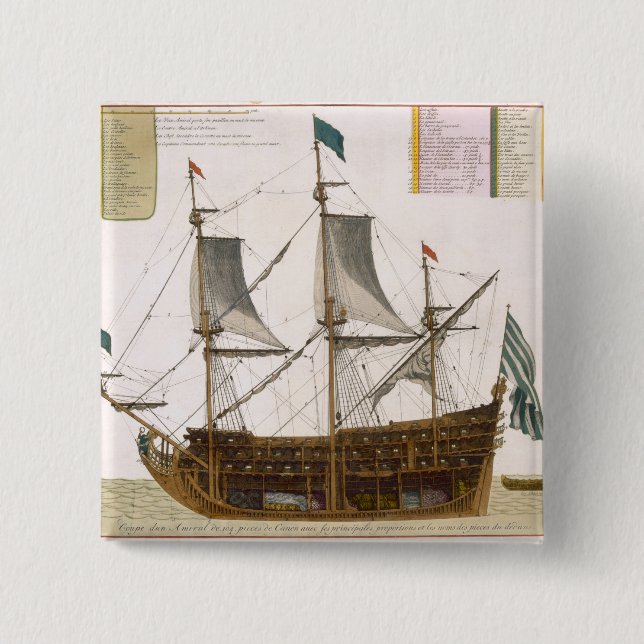 Abschnitt durch ein französisches erstklassiges button (Vorderseite)