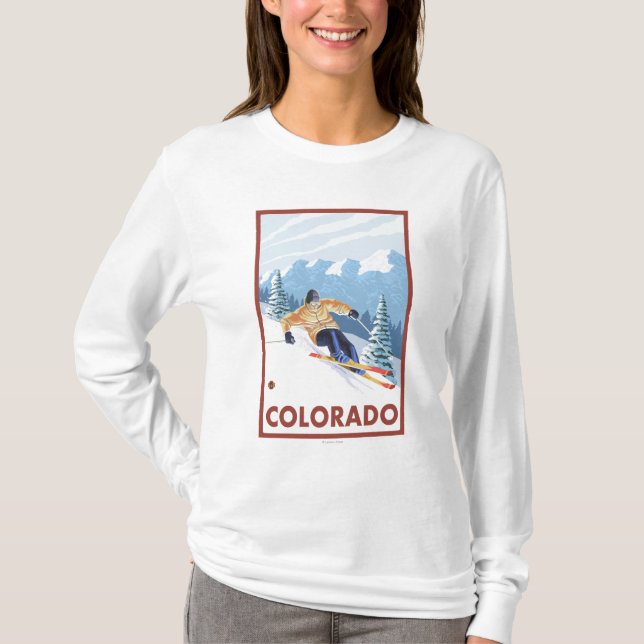 Abschüssiger Schnee SkierColorado T-Shirt (Vorderseite)