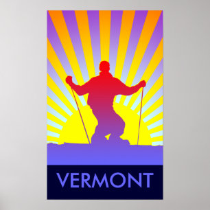 abschüssiger Ski Vermont Poster
