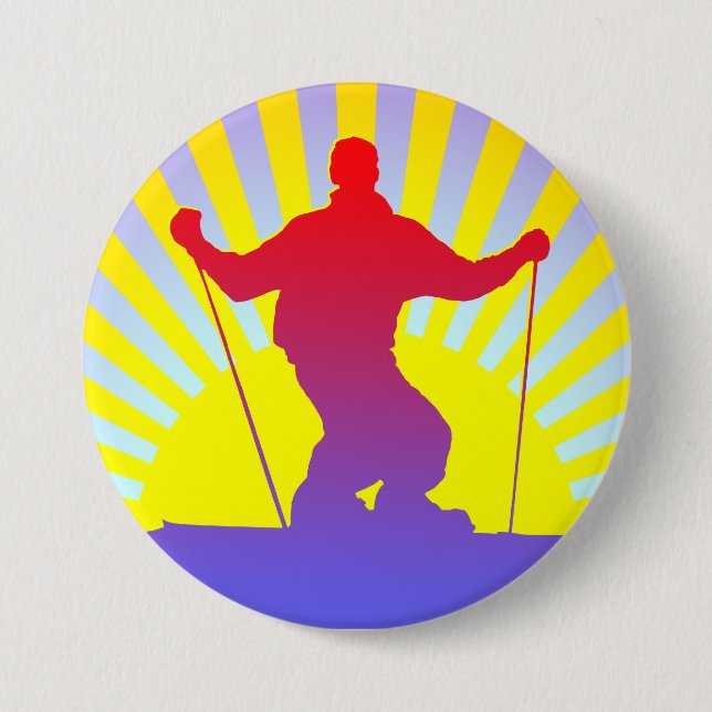 abschüssiger Skifahrer Button (Vorderseite)