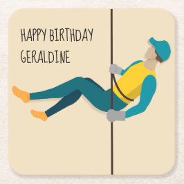 Abseilen Rechteckiger Pappuntersetzer