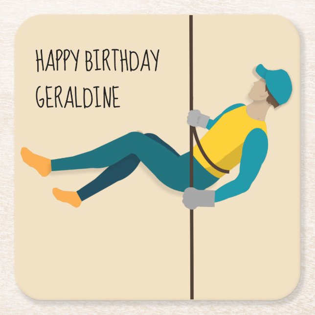 Abseilen Rechteckiger Pappuntersetzer (Vorderseite)